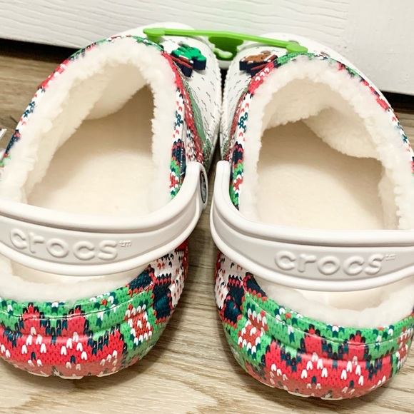 Crocs Classic Lined Holiday Charm Clog - Christmas White - Womens 10 - M8 - NEW - Picture 6 of 9